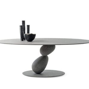 Matera Oval Table, With Metal Structure And MDF Top - Image 2